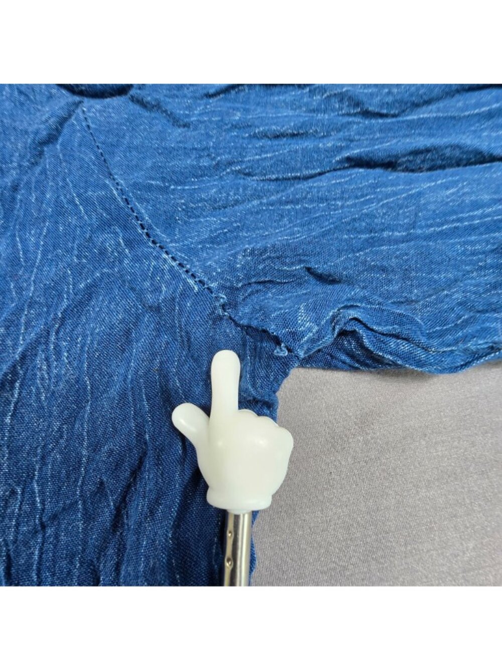 Exist Medium Boho Peasant Dress Indigo Embroidered Rayon Flowy Modest 3/4 Sleeve - Picture 6 of 7